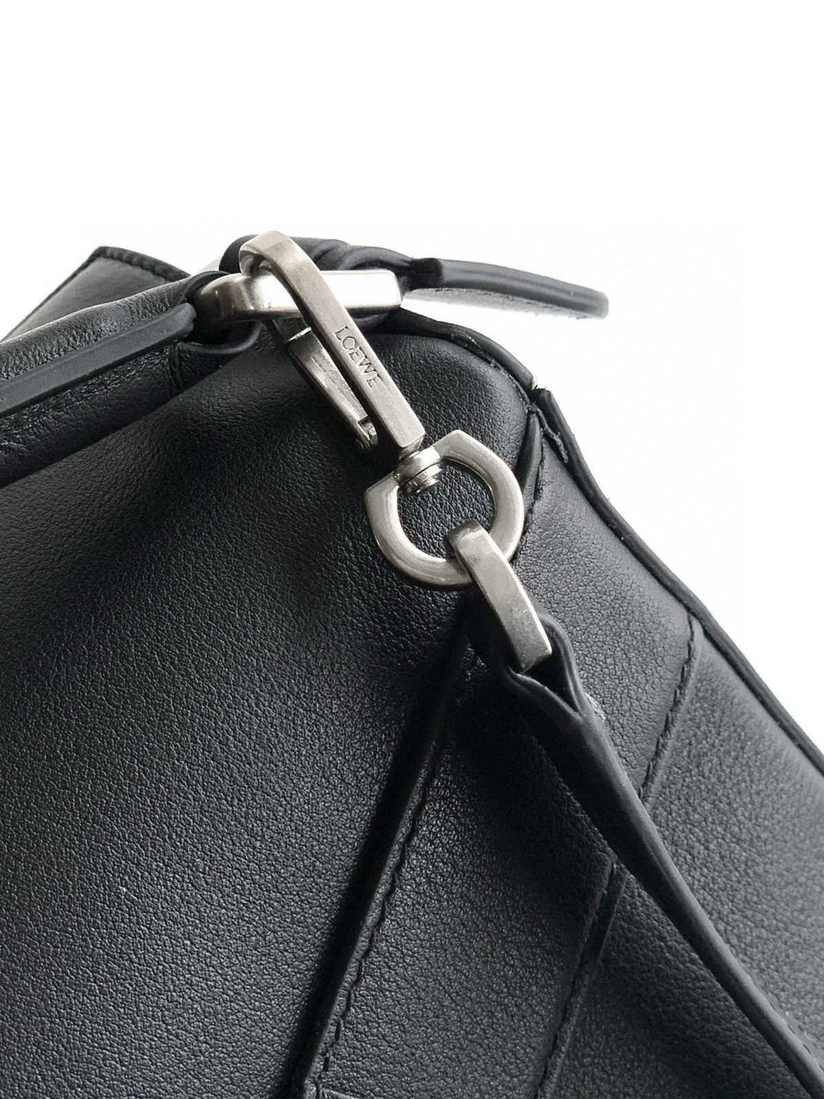 Loewe Panta Small Puzzle Bag 24cm Black Glossy Calfskin