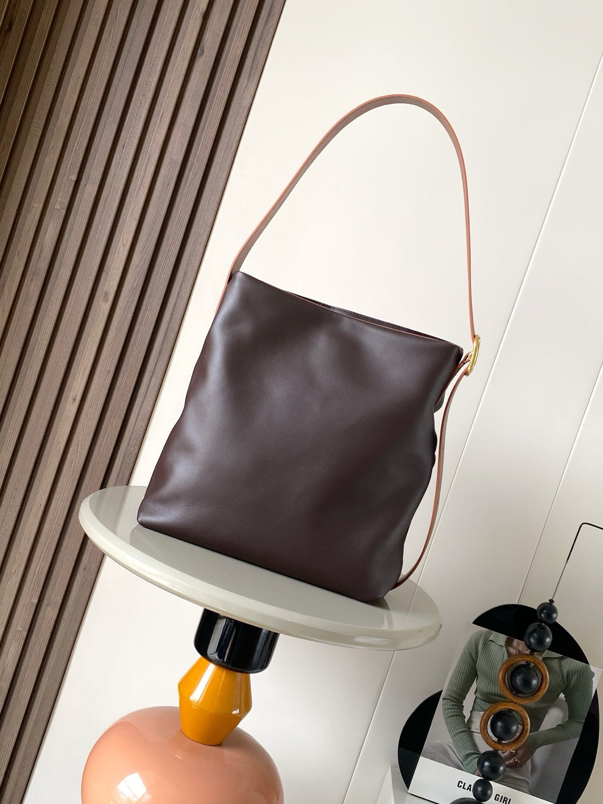 Loewe Draped Leather Tote Bag Chocolate Lambskin
