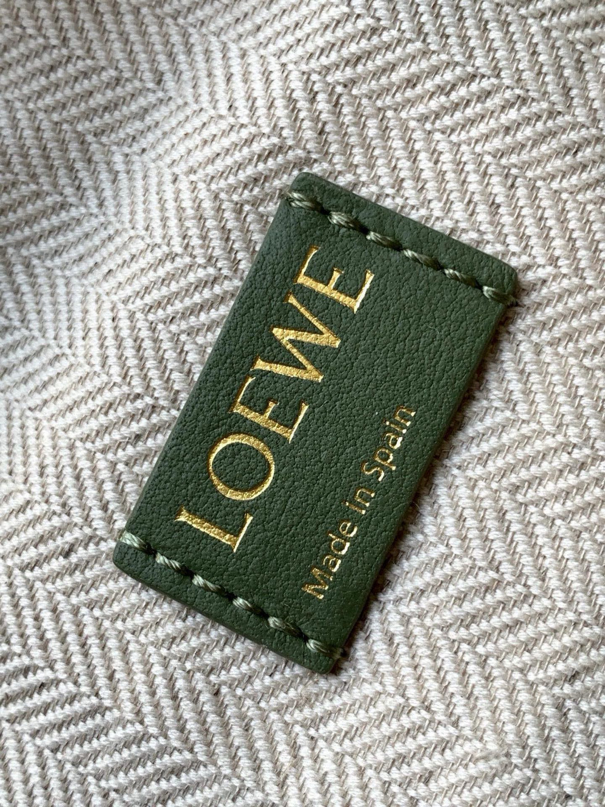Loewe Cubi Anagram Bag 35cm Green White Jacquard Cotton Calfskin