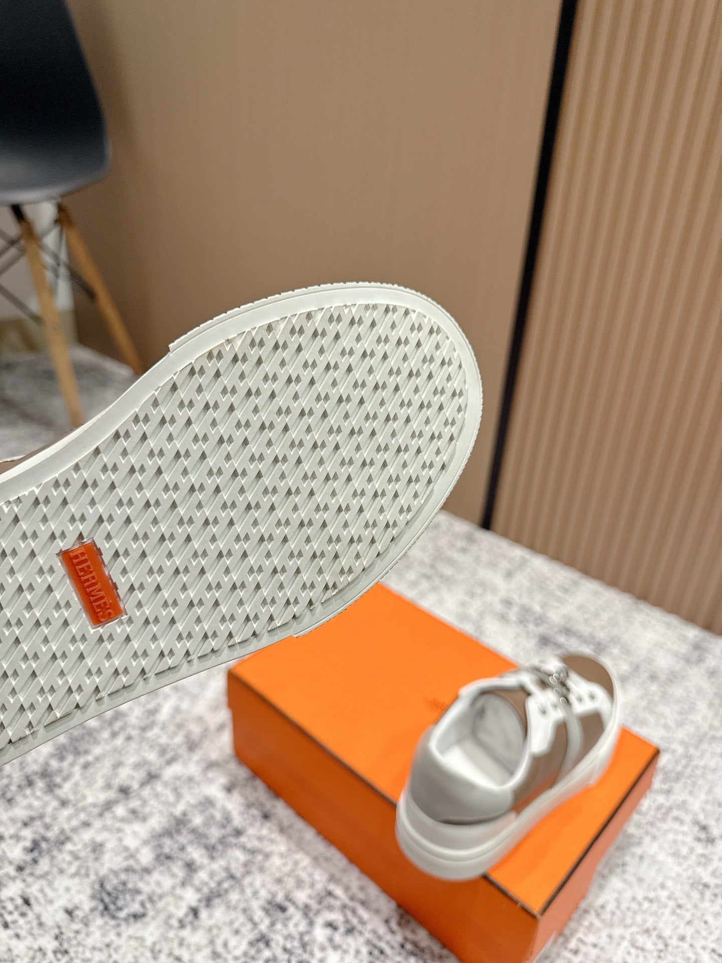 HM Casual Sneakers  Buckle Taupe White Leather