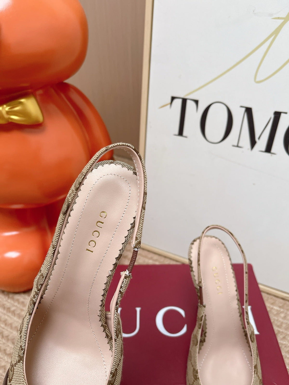 GG 26s Slingback Pump 10.5cm With Horsebit Coffee Beige Canvas 901315
