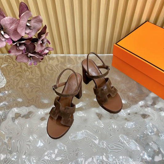HM Jazz 90 Sandal In Walnut Brown Suede