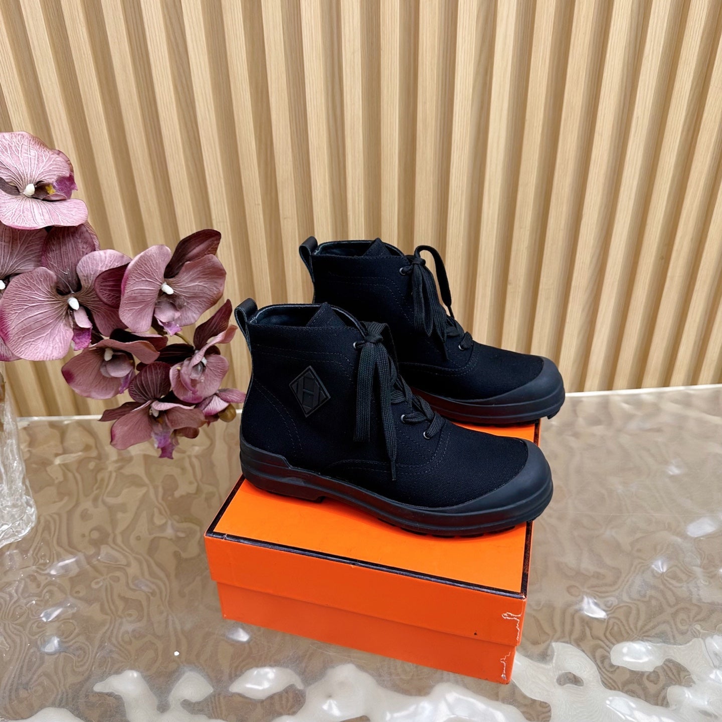 HM Kooler Ankle Boot Dark Navy Blue Canvas 498193