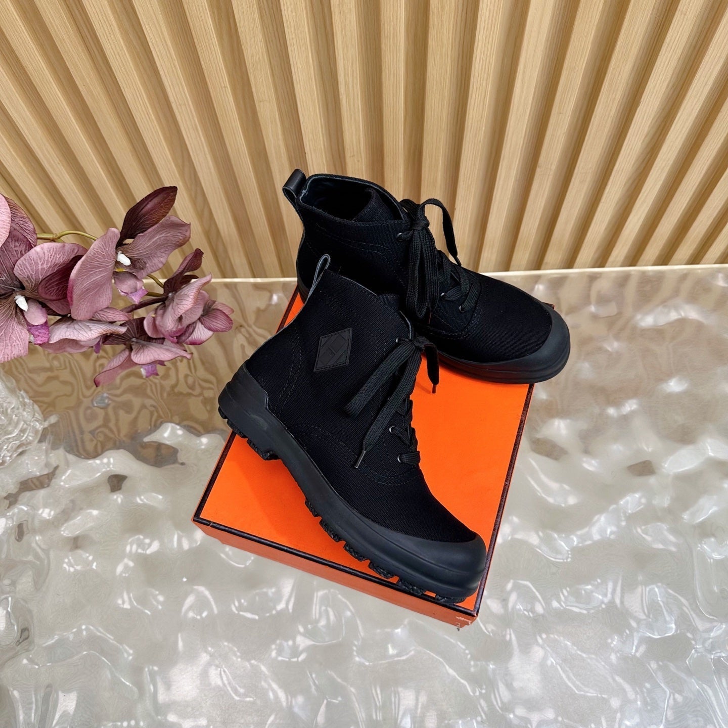 HM Kooler Ankle Boot Dark Navy Blue Canvas 498193