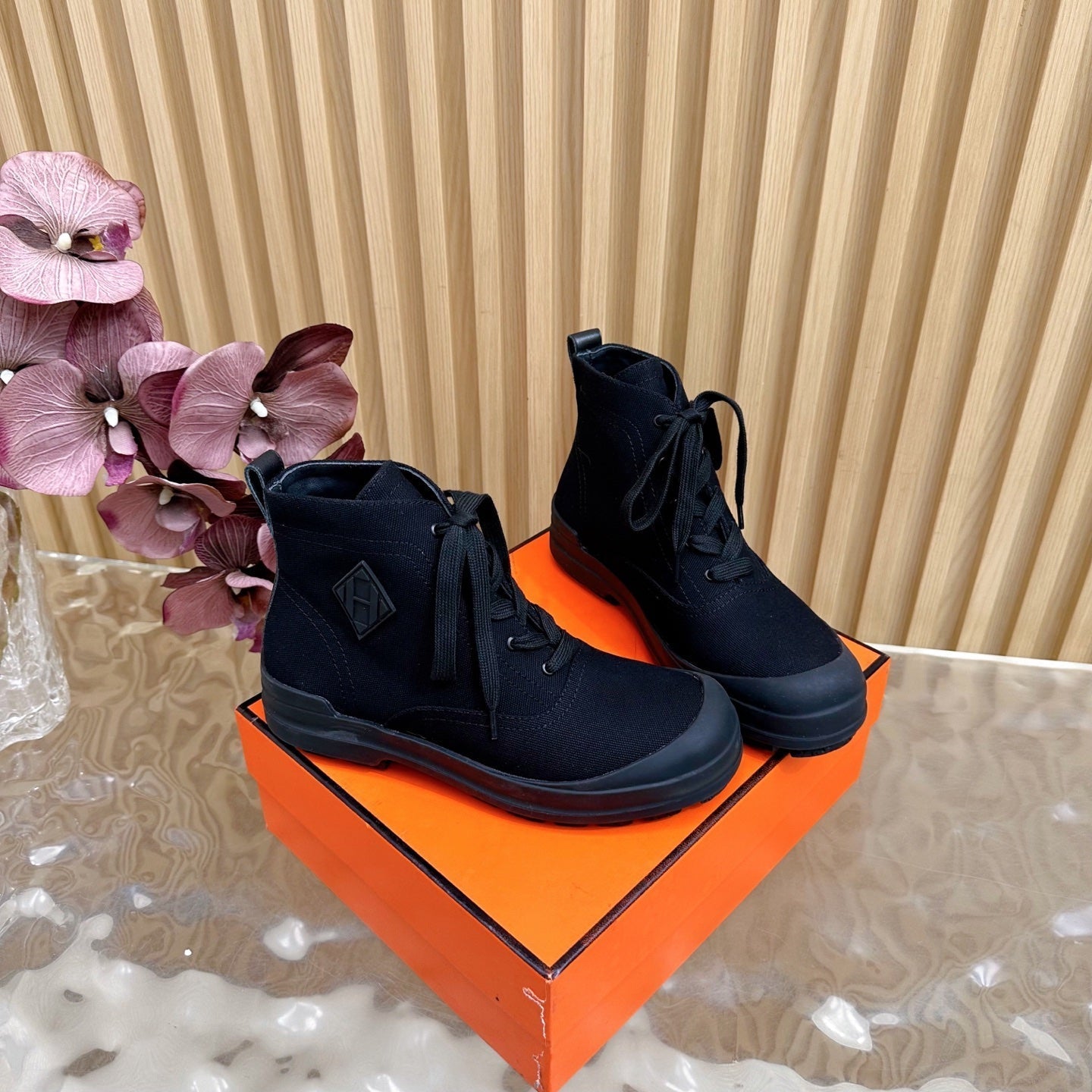 HM Kooler Ankle Boot Dark Navy Blue Canvas 498193