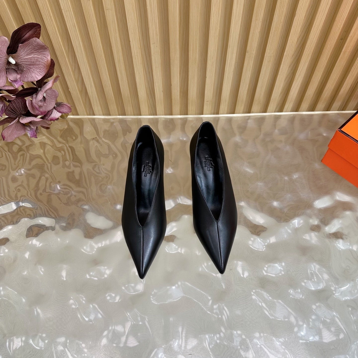 HM Louna 55 Pump 50mm Black Sheepskin 498200
