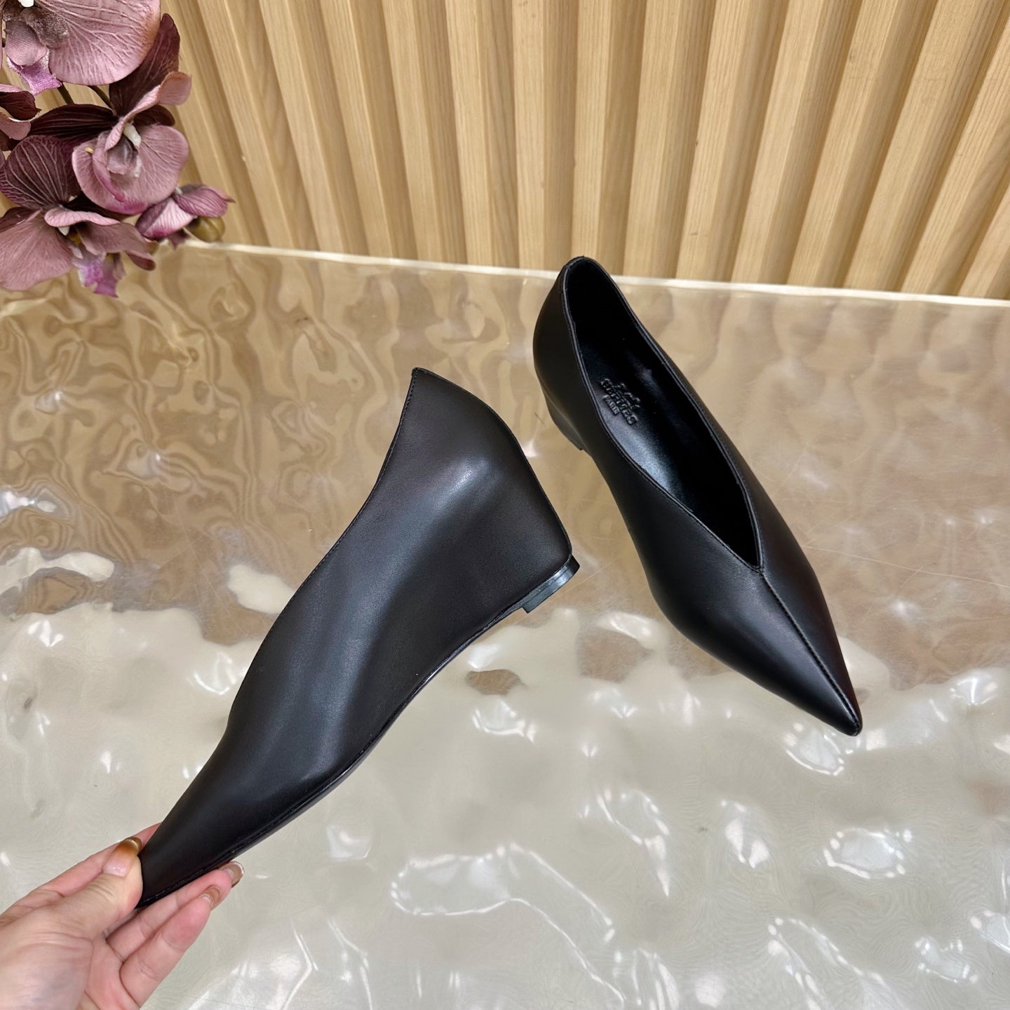 HM Louna 55 Pump 50mm Black Sheepskin 498200