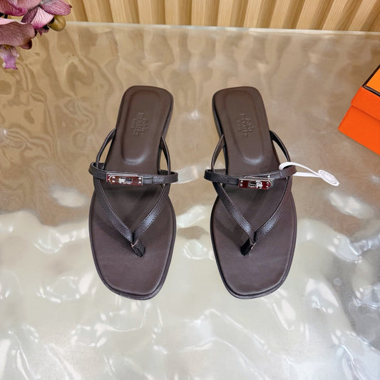 HM Miss Flip-Flops Chocolate Calfskin 589203