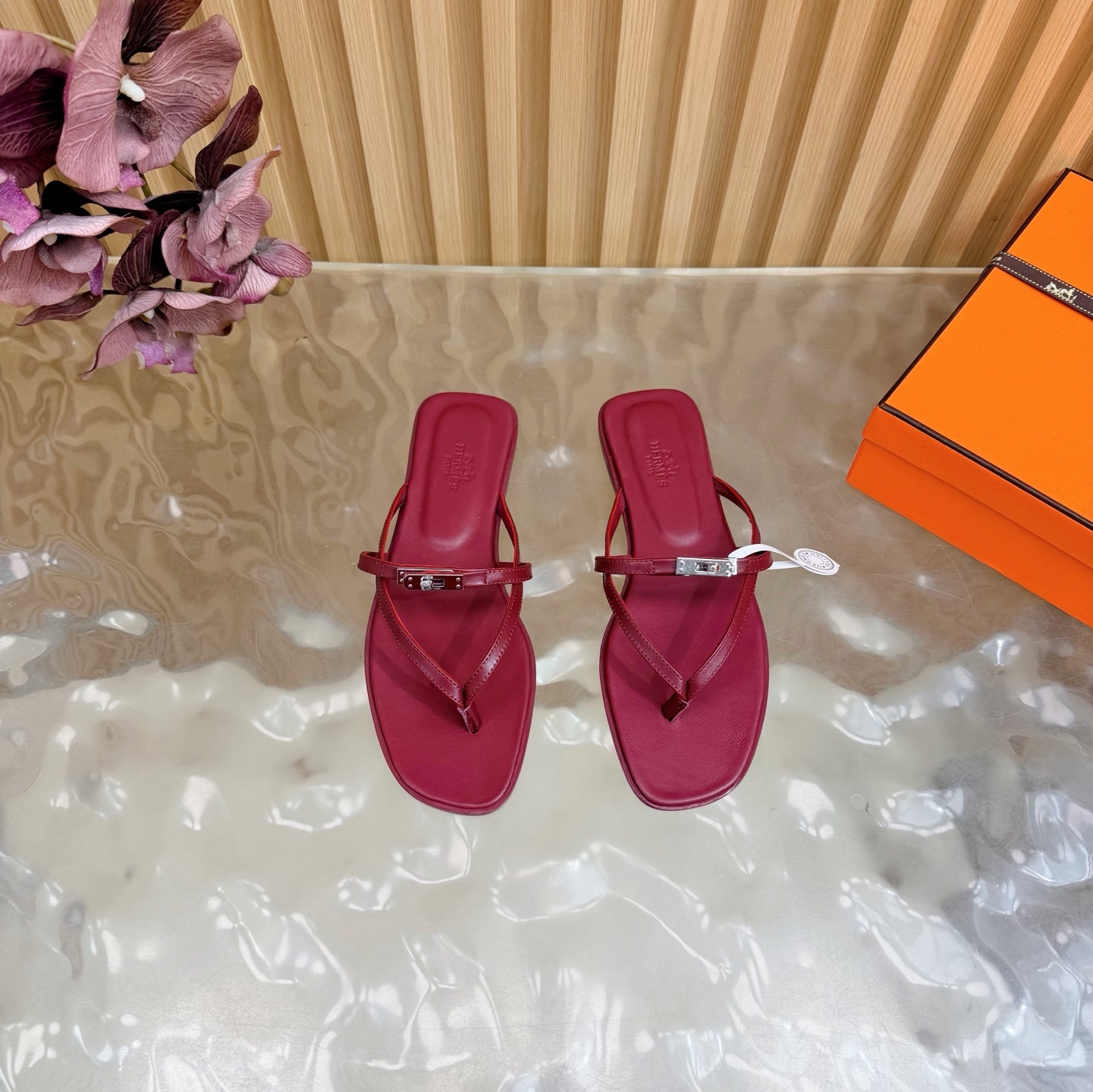 HM Miss Flip-Flops Burgundy Calfskin 589204