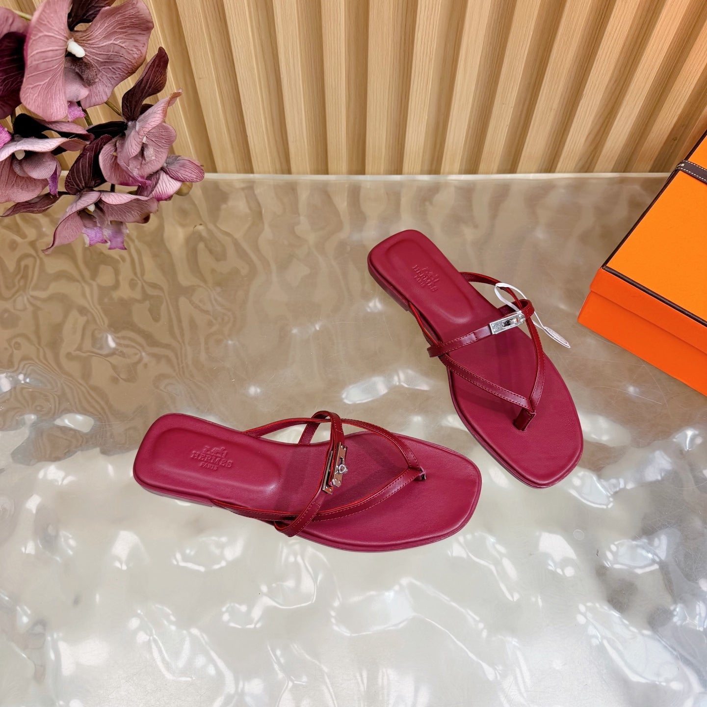 HM Miss Flip-Flops Burgundy Calfskin 589204