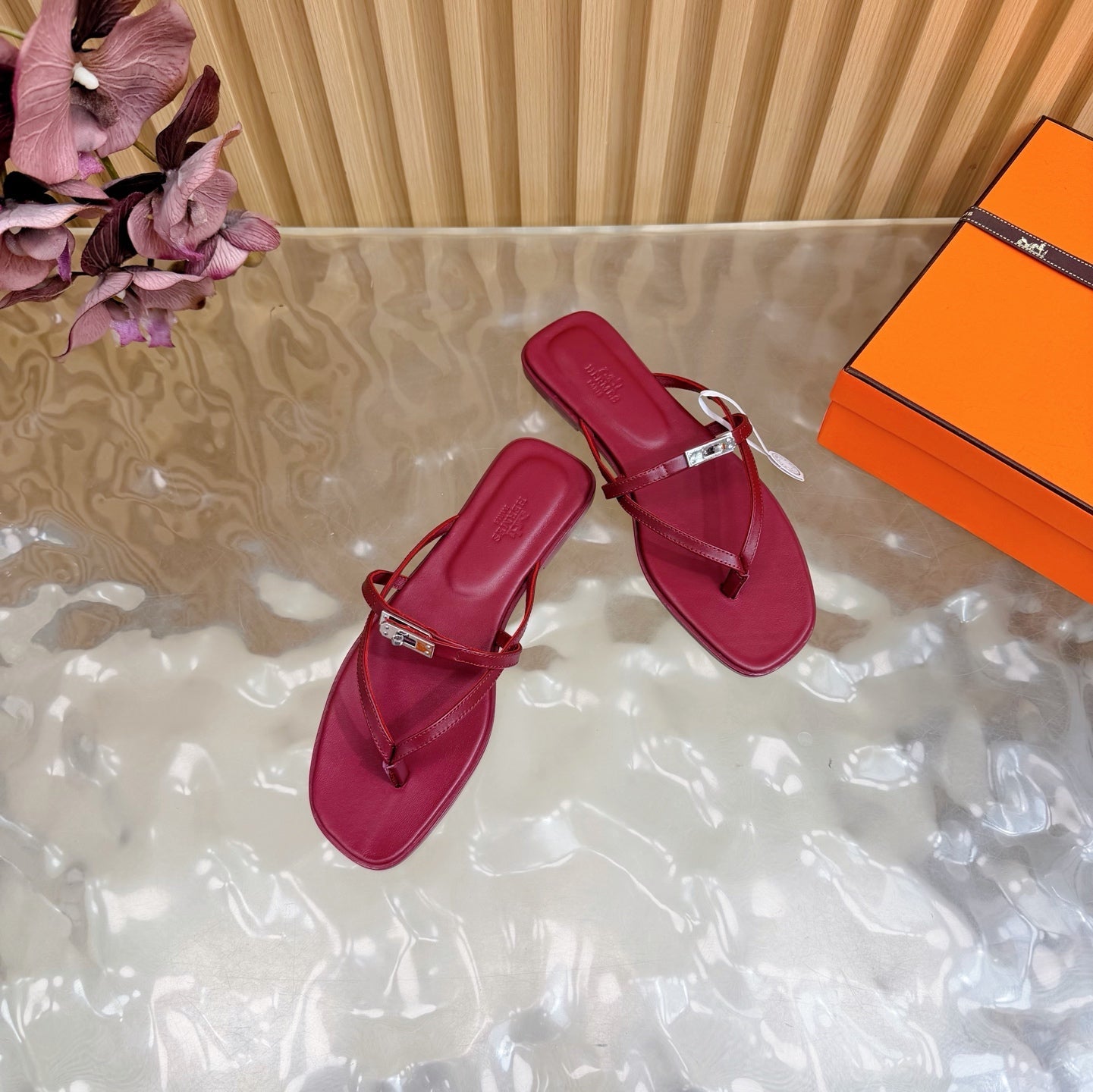 HM Miss Flip-Flops Burgundy Calfskin 589204