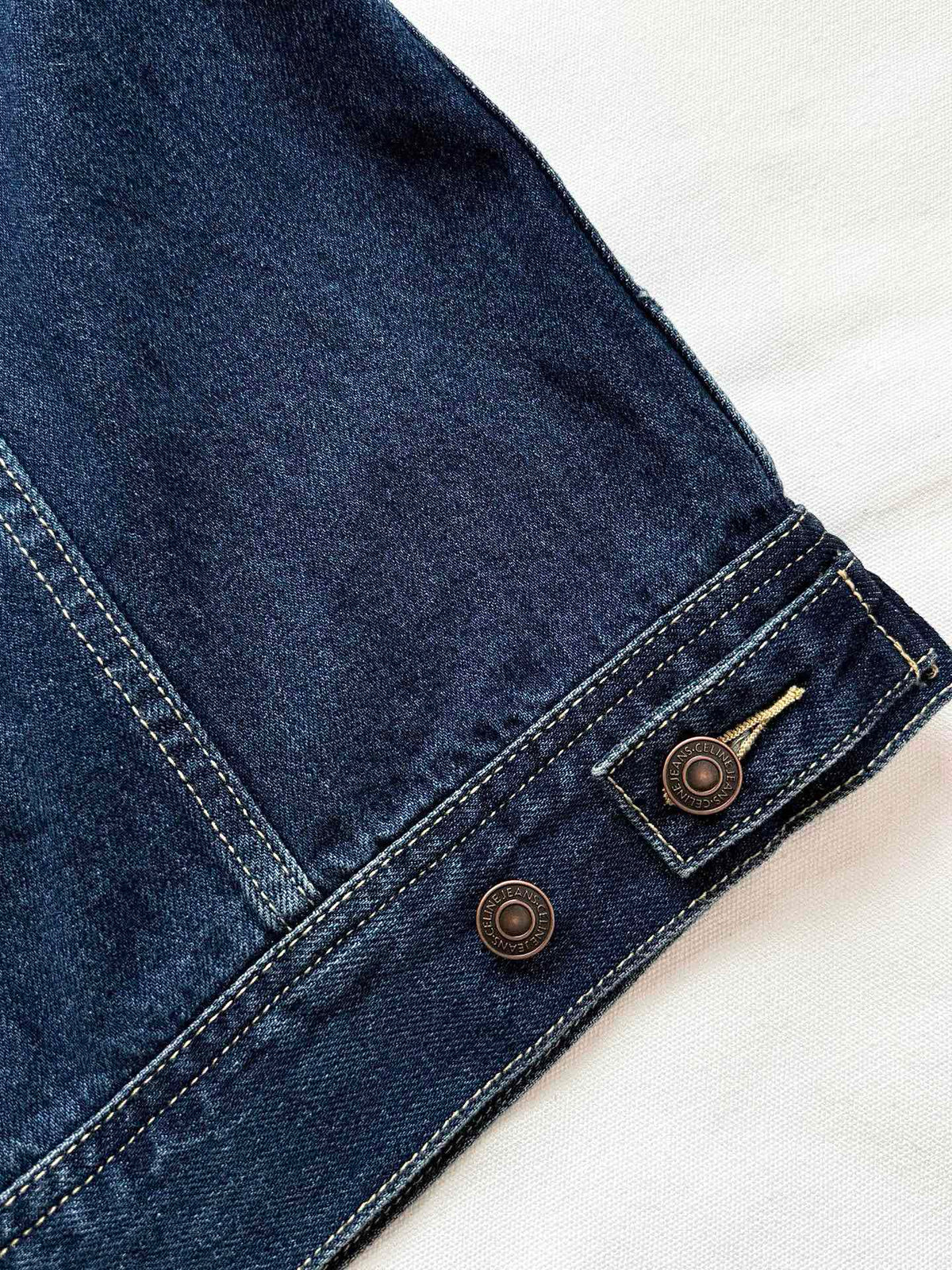Celine 25 Denim Jacket Blue White Cotton