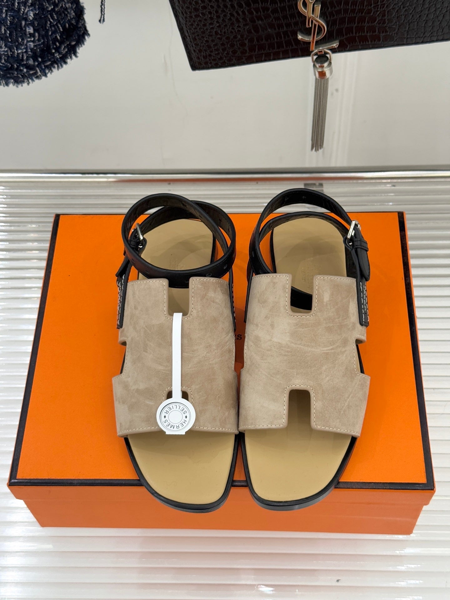 HM Maya Sandal  Dark Khahi Suede Leather 642794