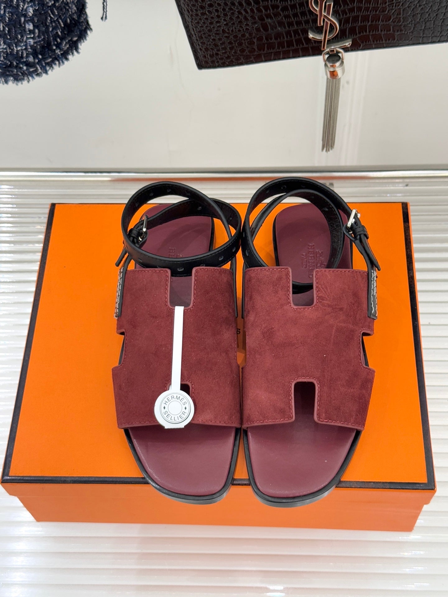 HM Maya Sandal Burgundy Suede Leather 642797