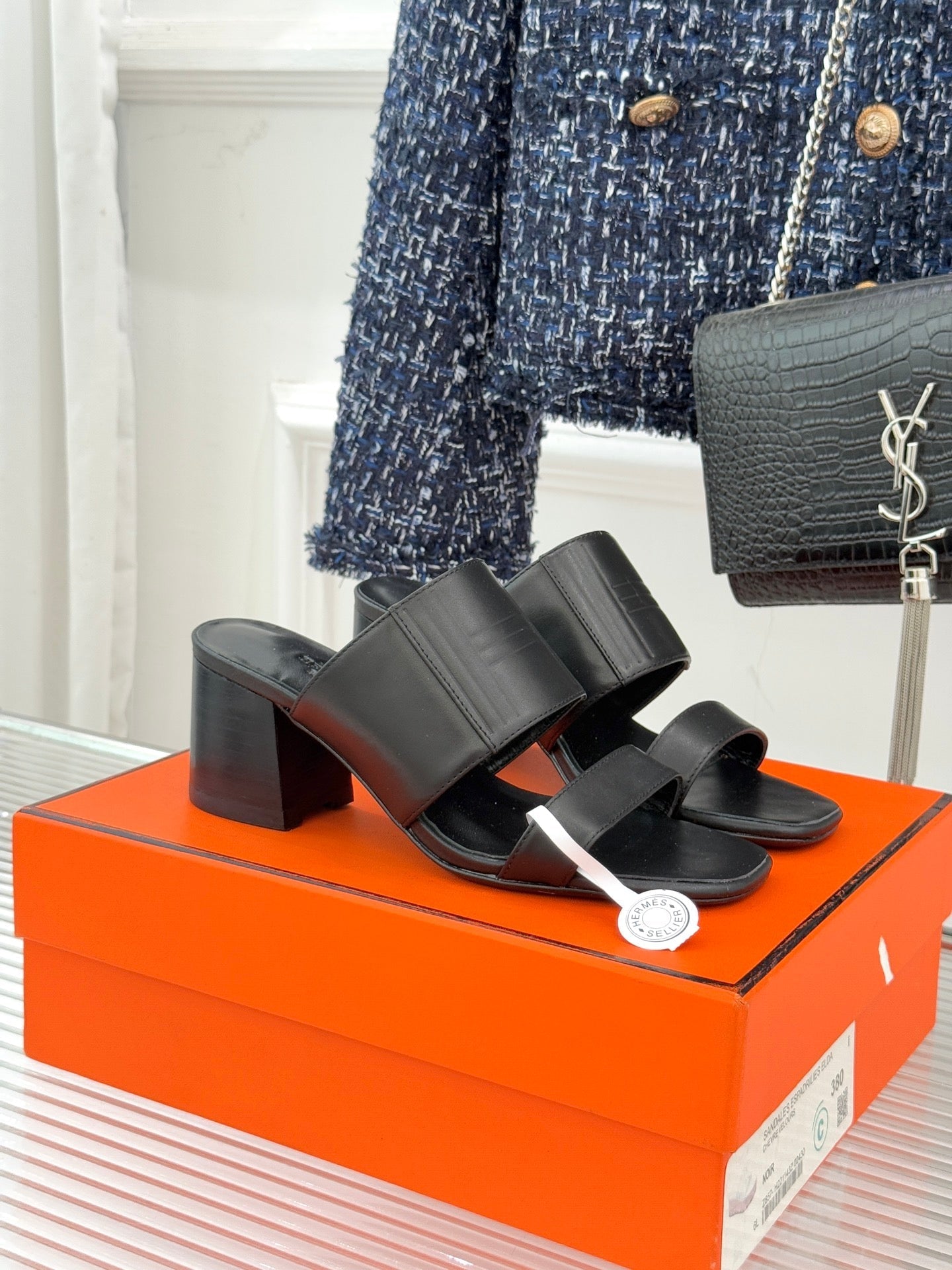 HM 26WF Monica 60 Sandal Black Sheepskin 642861