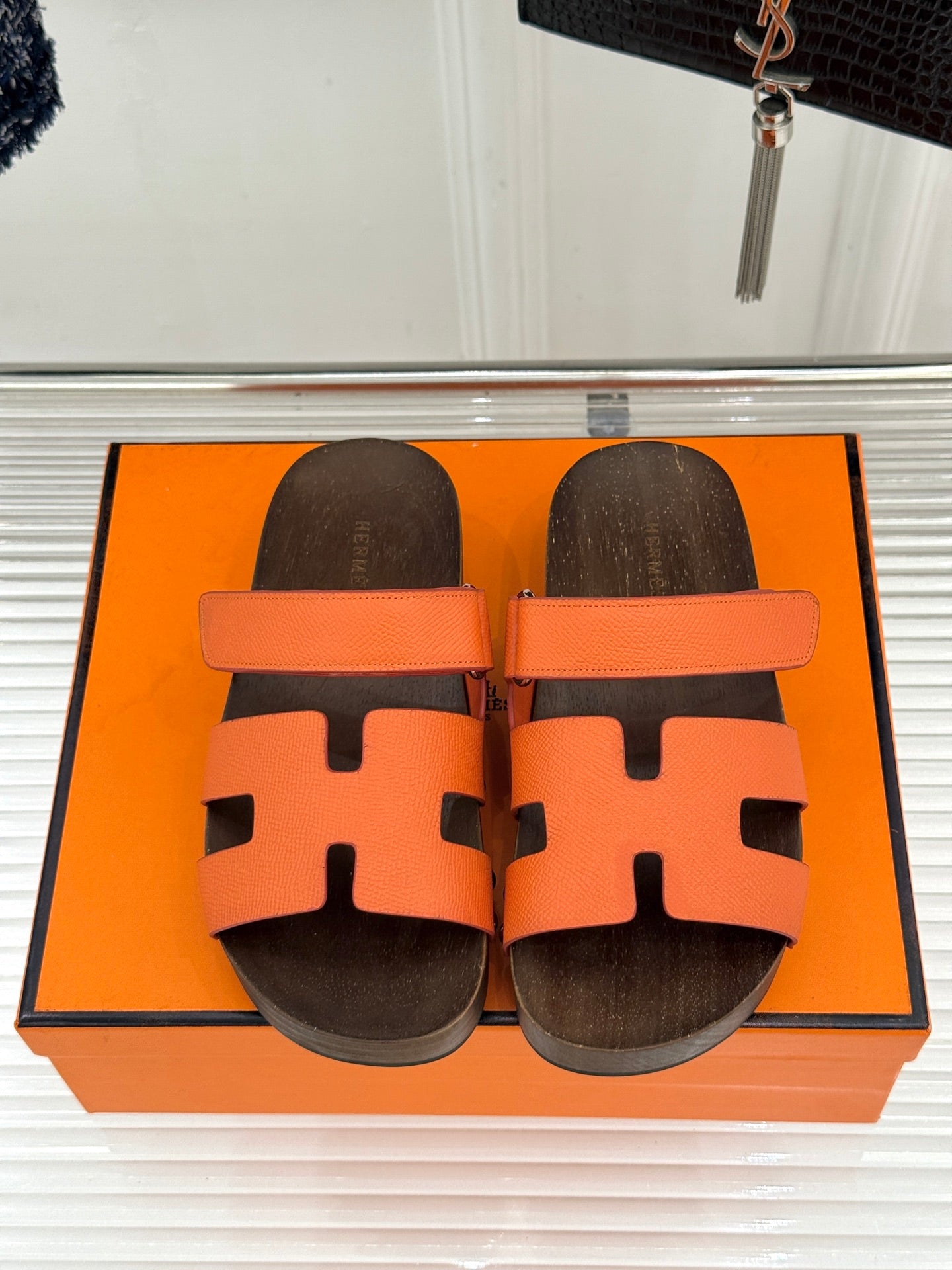 HM 26s Kos Clog 40 Orange Calfskin Dark Wood 675688