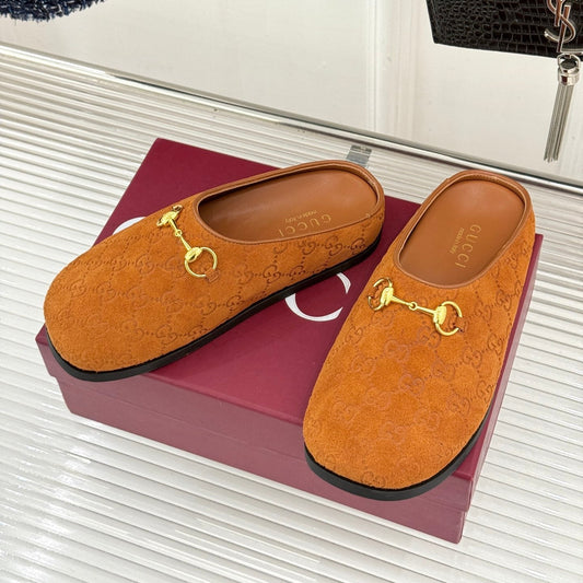 GG Mule With Horsebit Orange Suede 905743