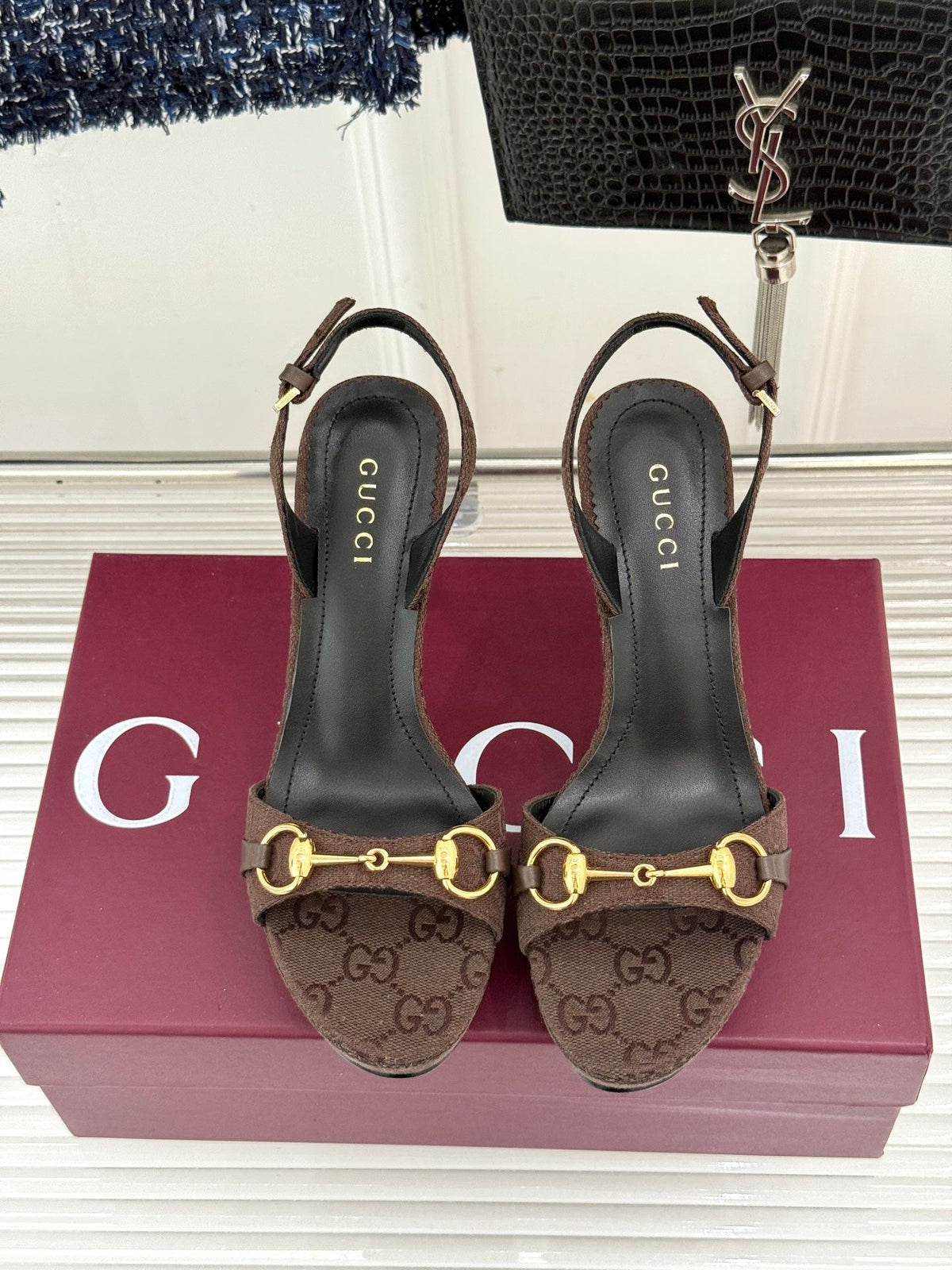 GG 26s Donna Platform Sandal 12cm Coffee Canvas 991726