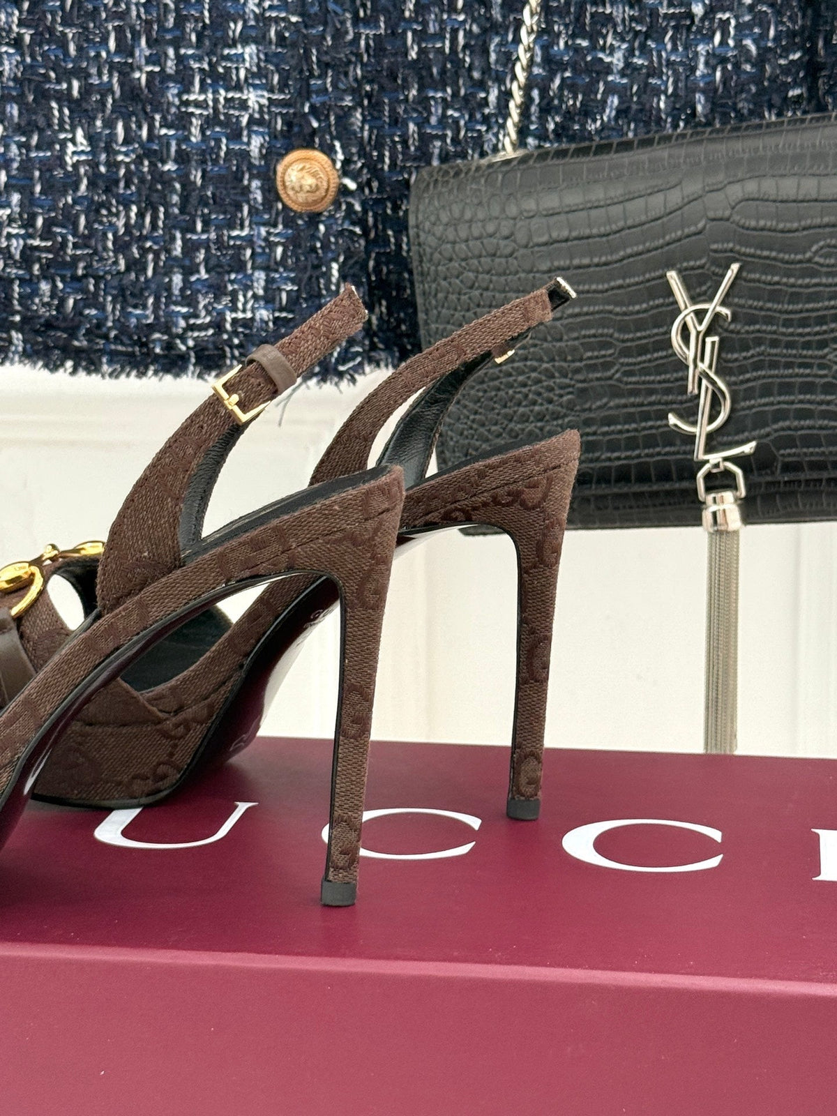 GG 26s Donna Platform Sandal 12cm Coffee Canvas 991726