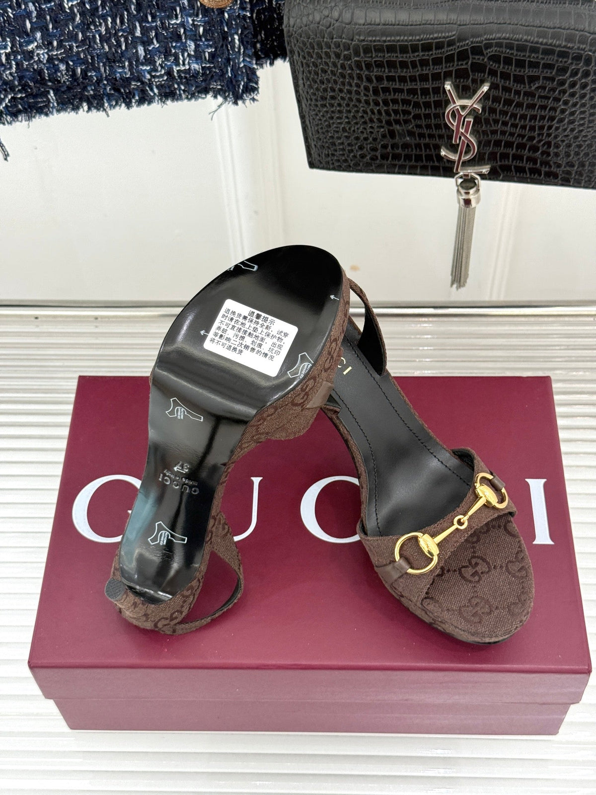 GG 26s Donna Platform Sandal 12cm Coffee Canvas 991726