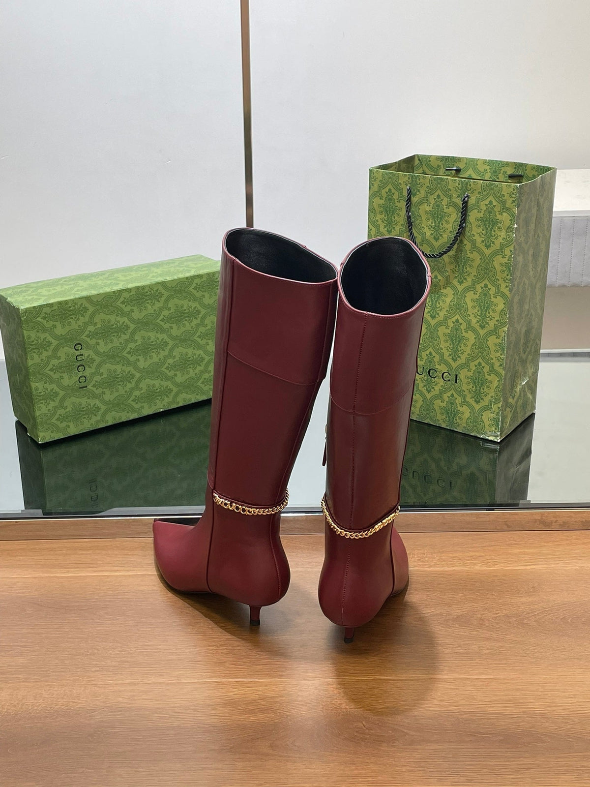 GG 26s Signoria Long Boot 4.5cm Burgundy Cowhide 997213