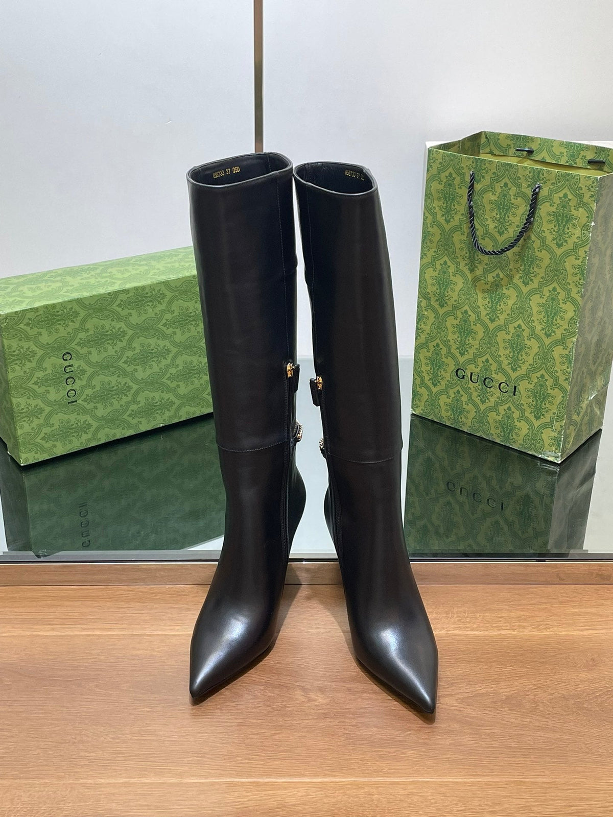 GG 26s Signoria Long Boot 10.5cm Black Cowhide 997216