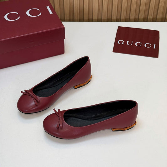 GG 26s Ballerina With Bamboo Flats Burgundy Sheepskin 997172