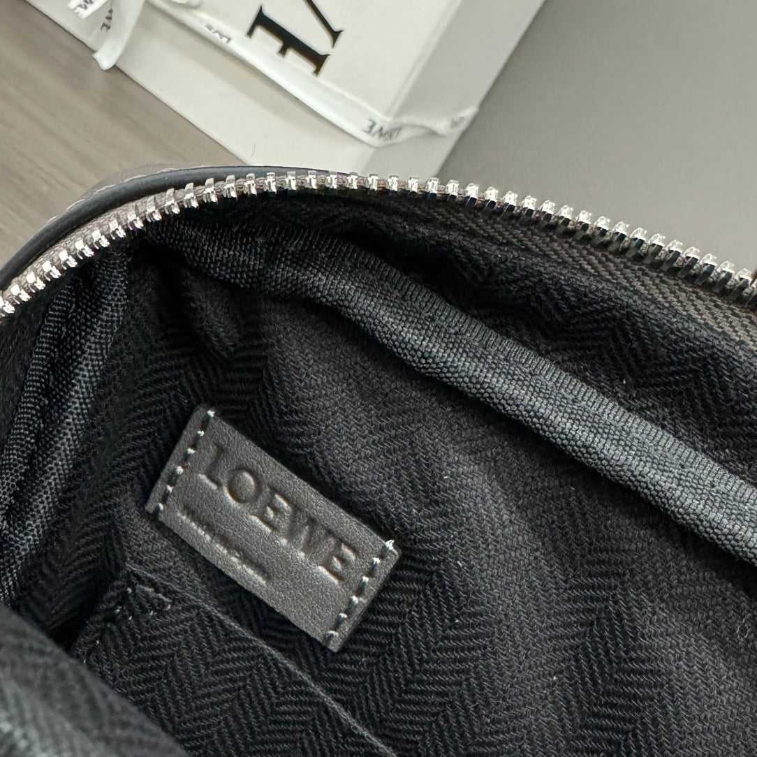 Loewe XS Military Messenger Bag 24.5 Charcoal Grey Cowhide