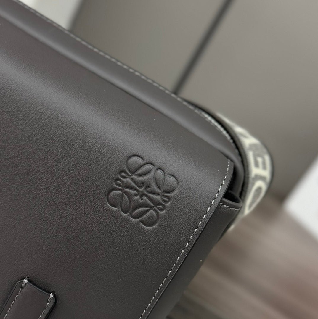 Loewe XS Military Messenger Bag 24.5 Charcoal Grey Cowhide