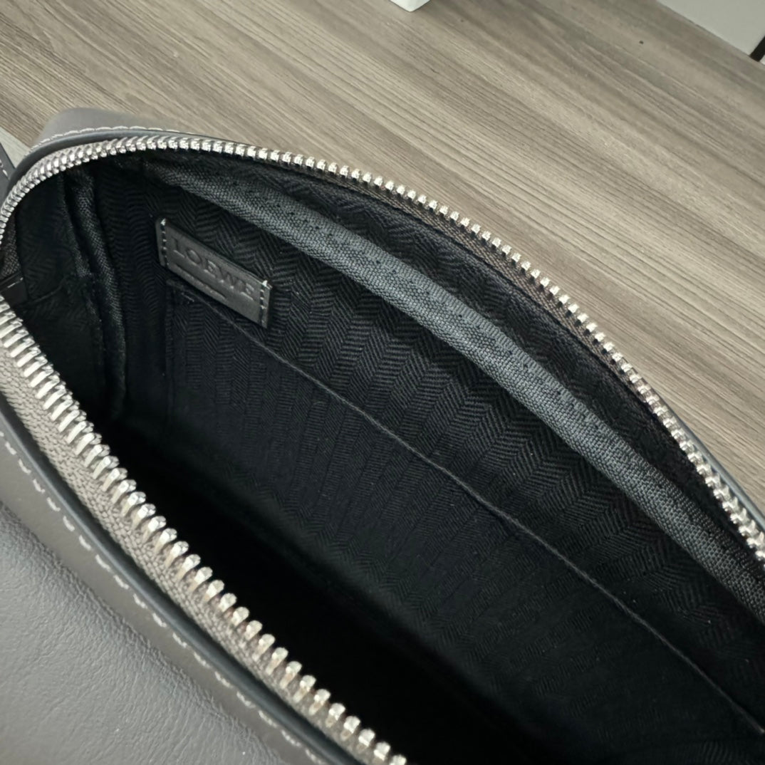 Loewe XS Military Messenger Bag 24.5 Charcoal Grey Cowhide