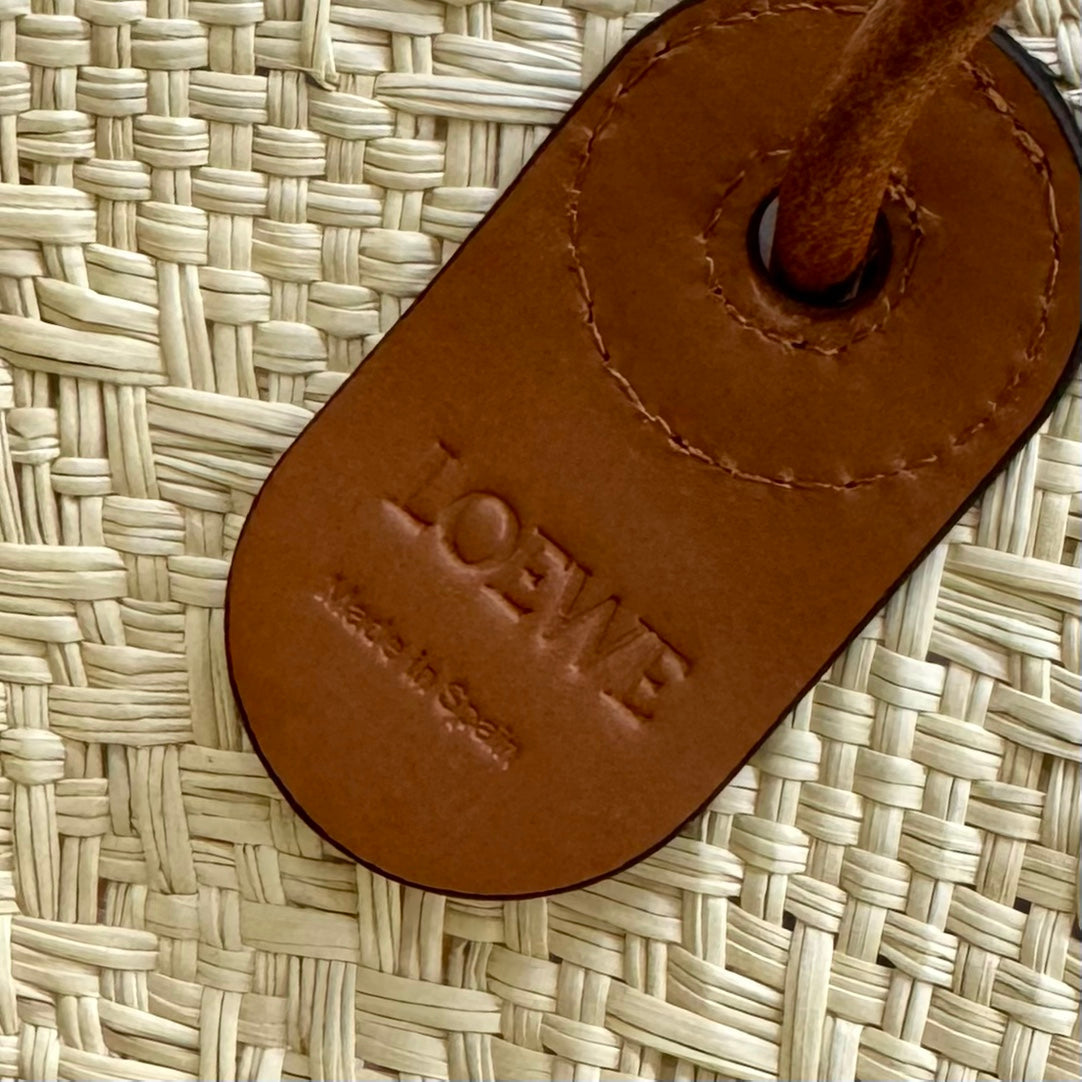 Loewe Small Anagram Basket Bag Brown Light Beige Iraca Palm And Calfskin