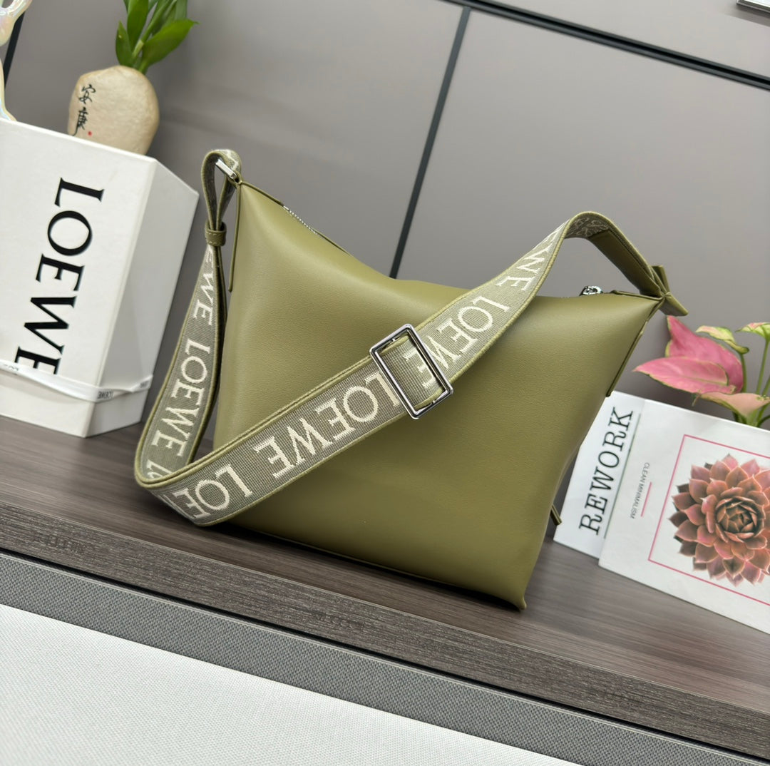 Loewe Small Cubi Crossbody Bag Olive Green Smooth Calfskin