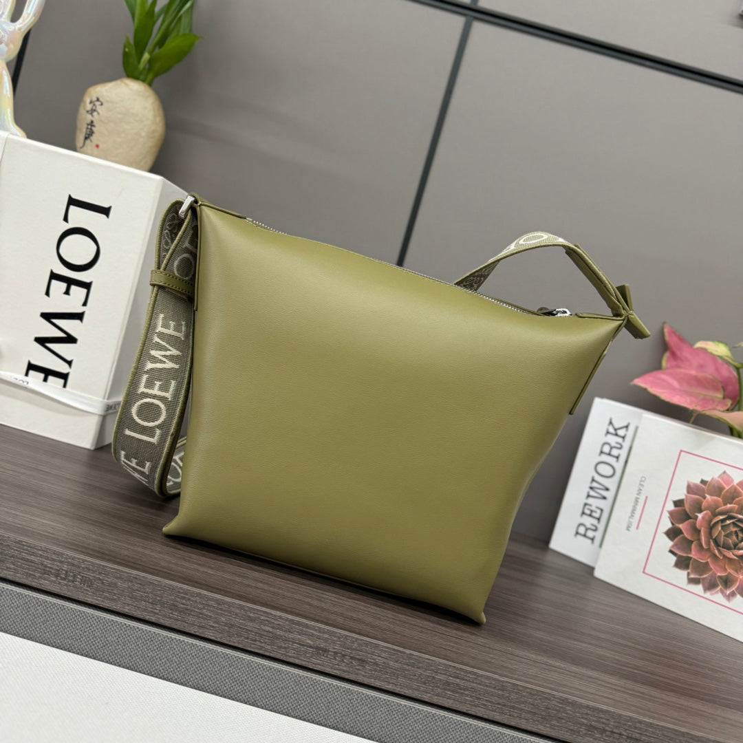 Loewe Small Cubi Crossbody Bag Olive Green Smooth Calfskin