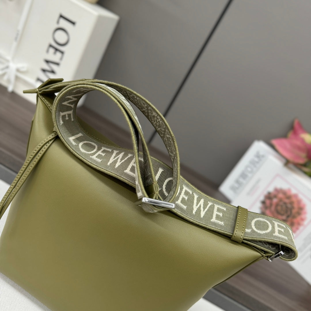 Loewe Small Cubi Crossbody Bag Olive Green Smooth Calfskin