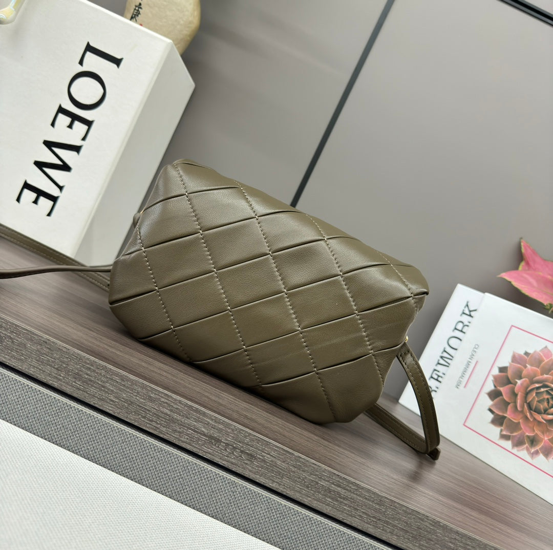 Loewe 25s Puffer Goya Bag 20 Khaki Green Lambskin