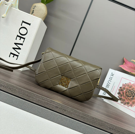 Loewe 25s Puffer Goya Bag 20 Khaki Green Lambskin