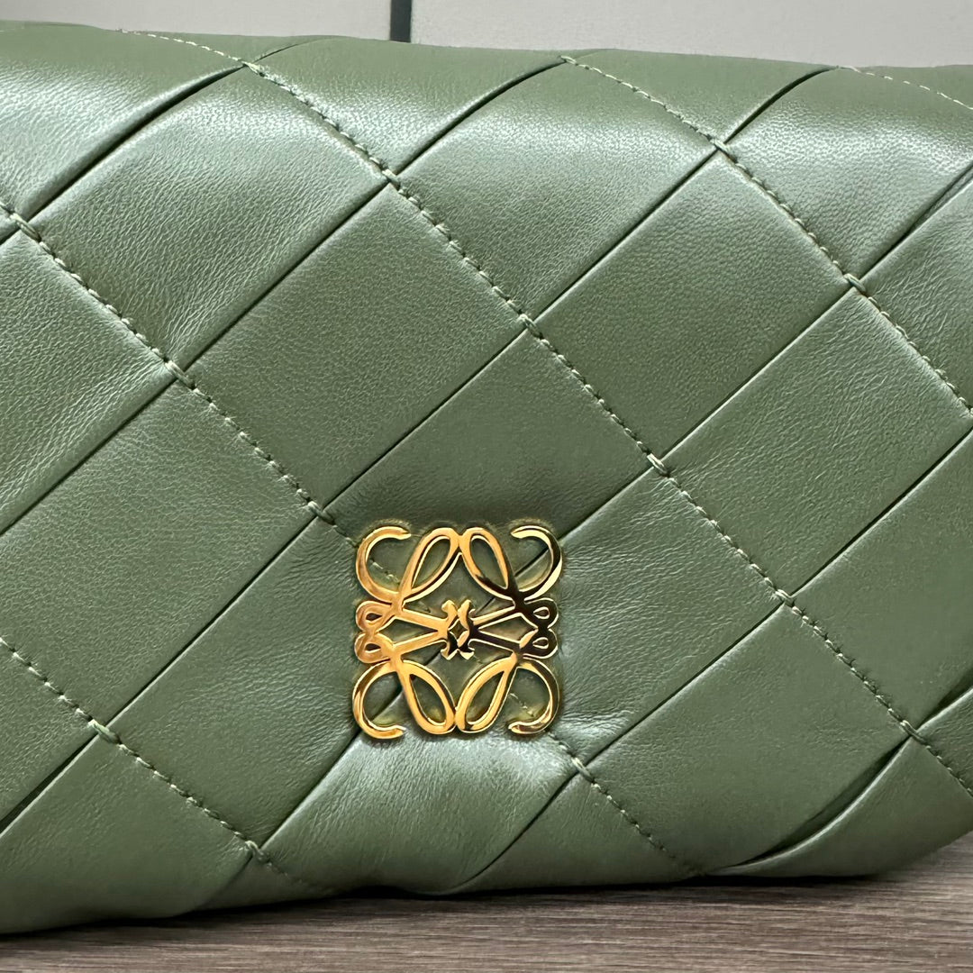 Loewe 25s Puffer Goya Bag 20 Bottle Green Lambskin