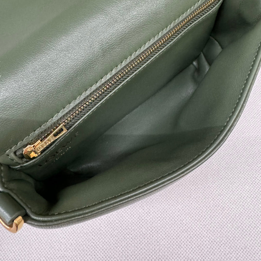 Loewe 25s Puffer Goya Bag 20 Bottle Green Lambskin