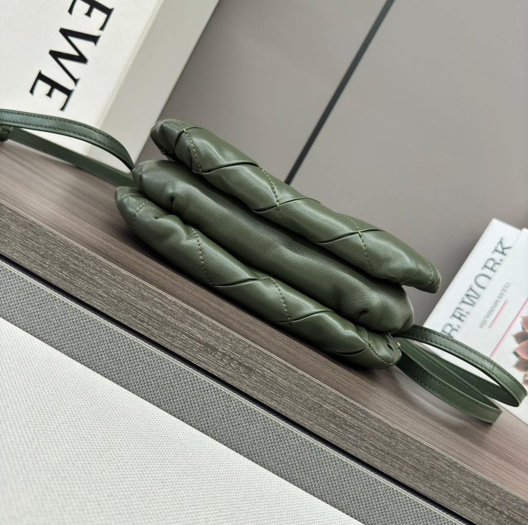 Loewe 25s Puffer Goya Bag 20 Bottle Green Lambskin