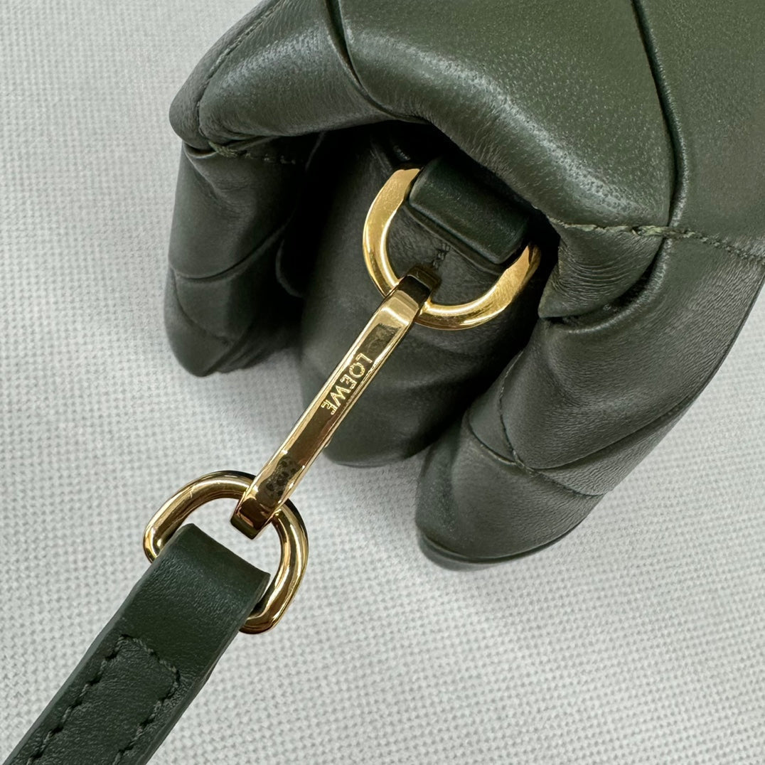 Loewe 25s Puffer Goya Bag 20 Bottle Green Lambskin