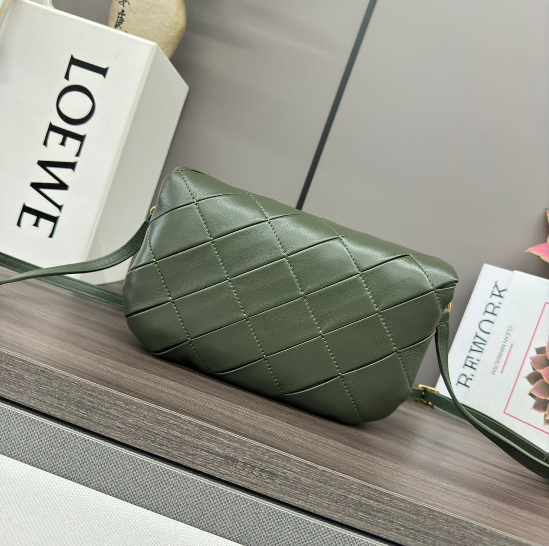 Loewe 25s Puffer Goya Bag 20 Bottle Green Lambskin