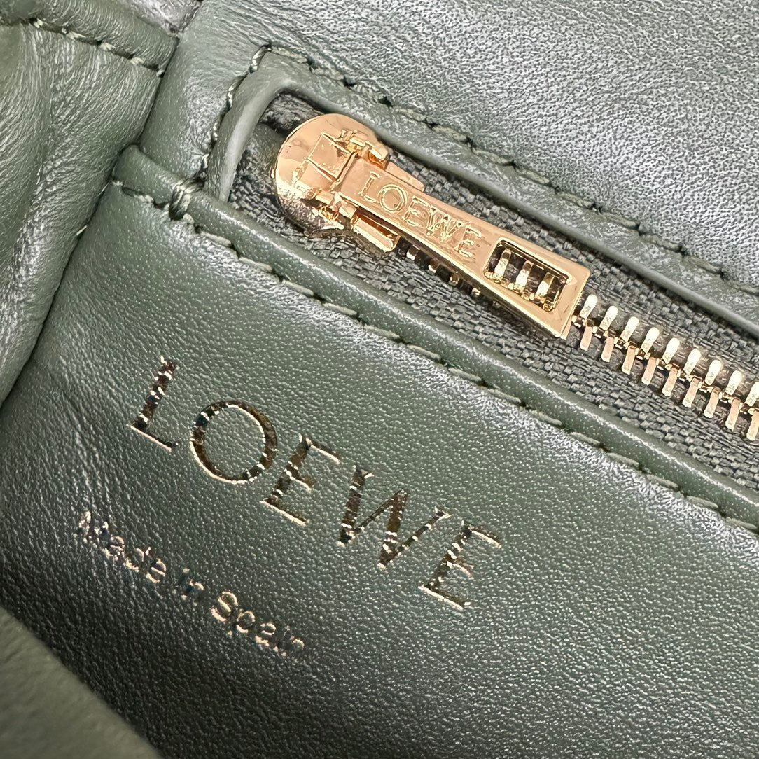 Loewe 25s Puffer Goya Bag 20 Bottle Green Lambskin