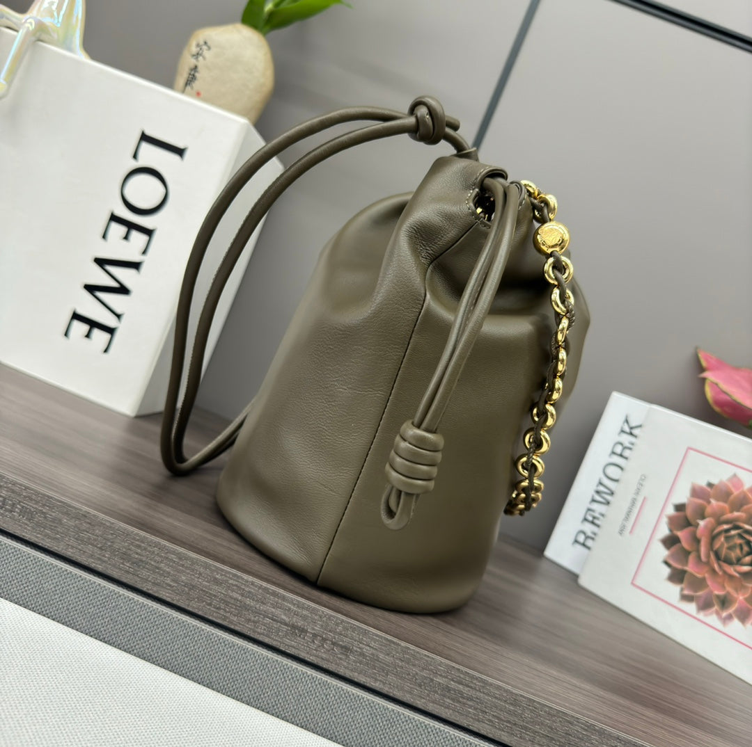 Loewe Flamenco Purse Bucket 32 Olive Lambskin Ghw