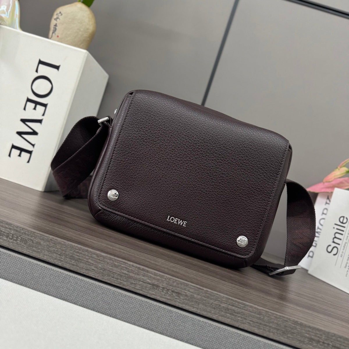 Loewe Messenger Bags 23 Dark Reddish Brown Cowhide