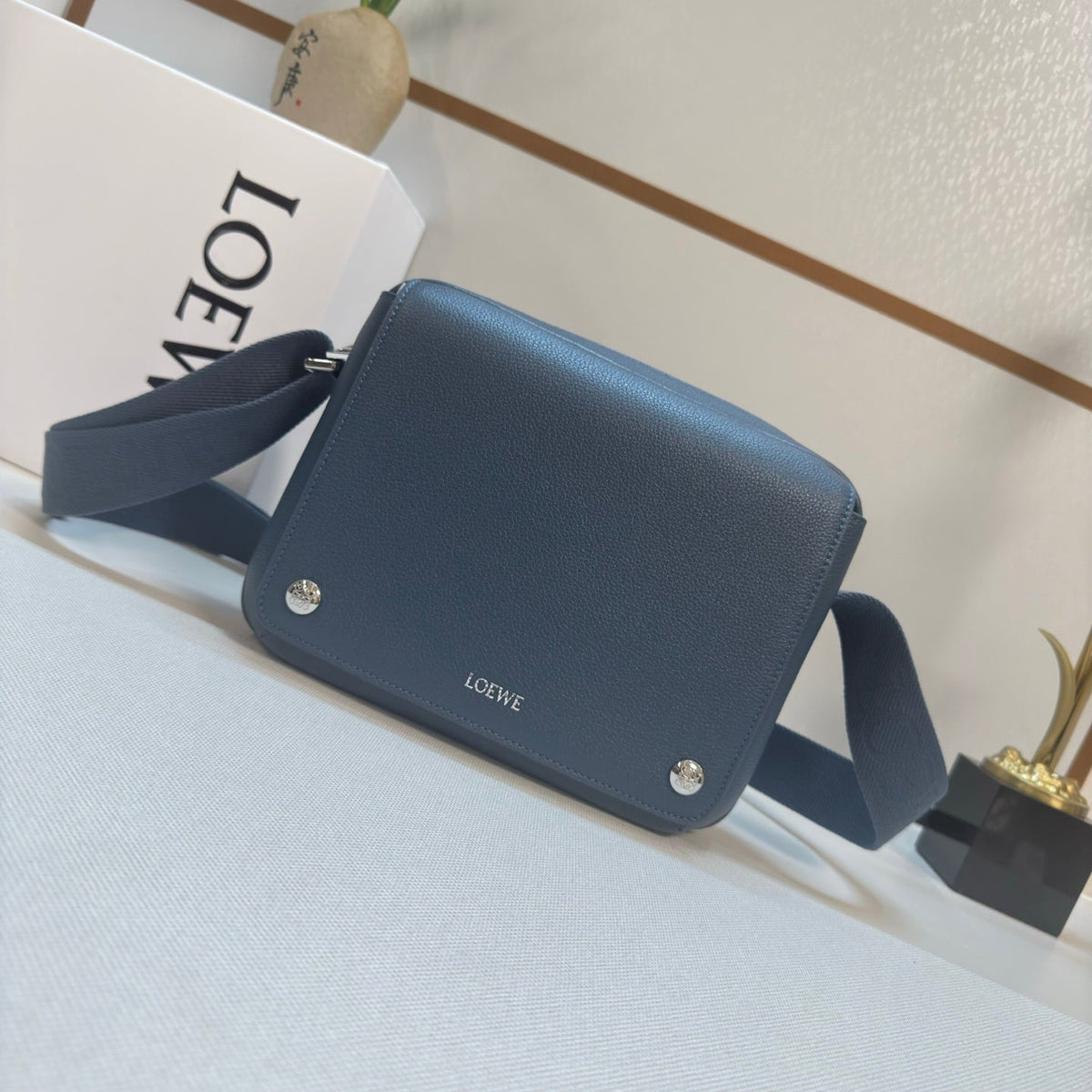 Loewe Messenger Bags 23 Navy Blue Cowhide