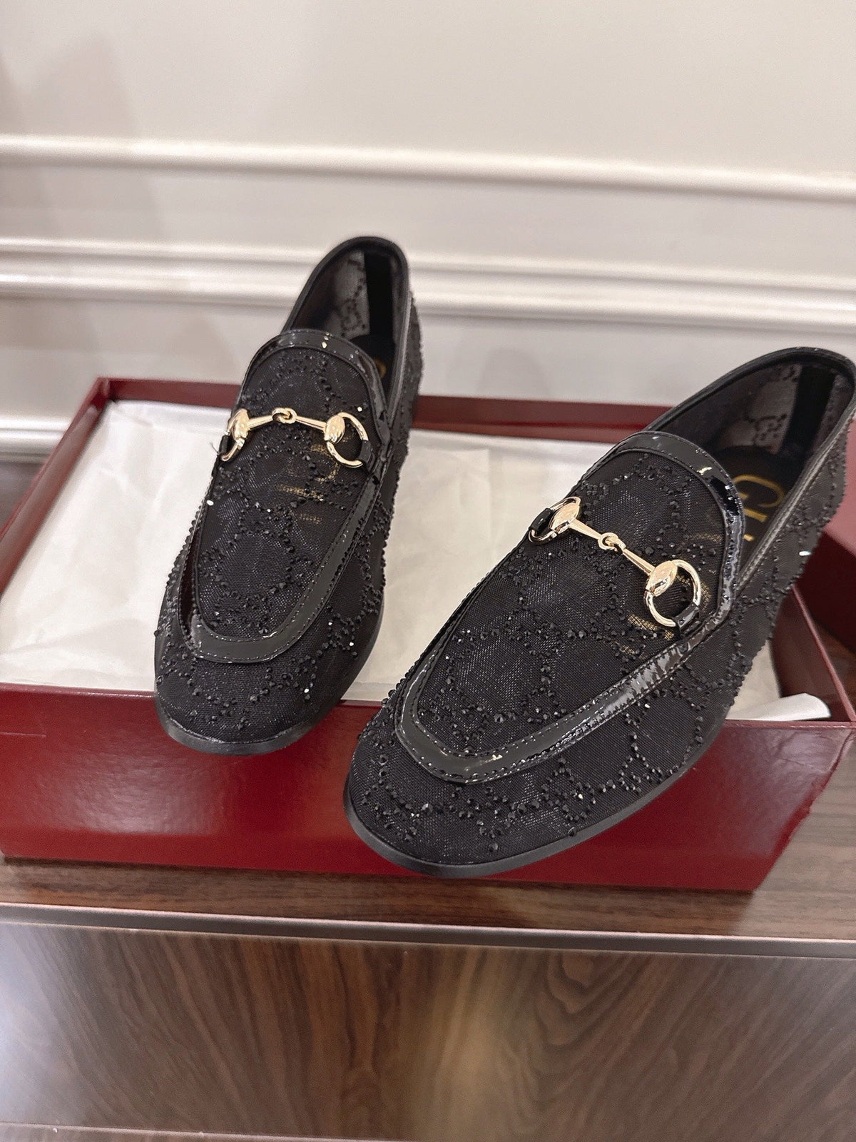 GG Jordaan Loafer Black Mesh With Crystal