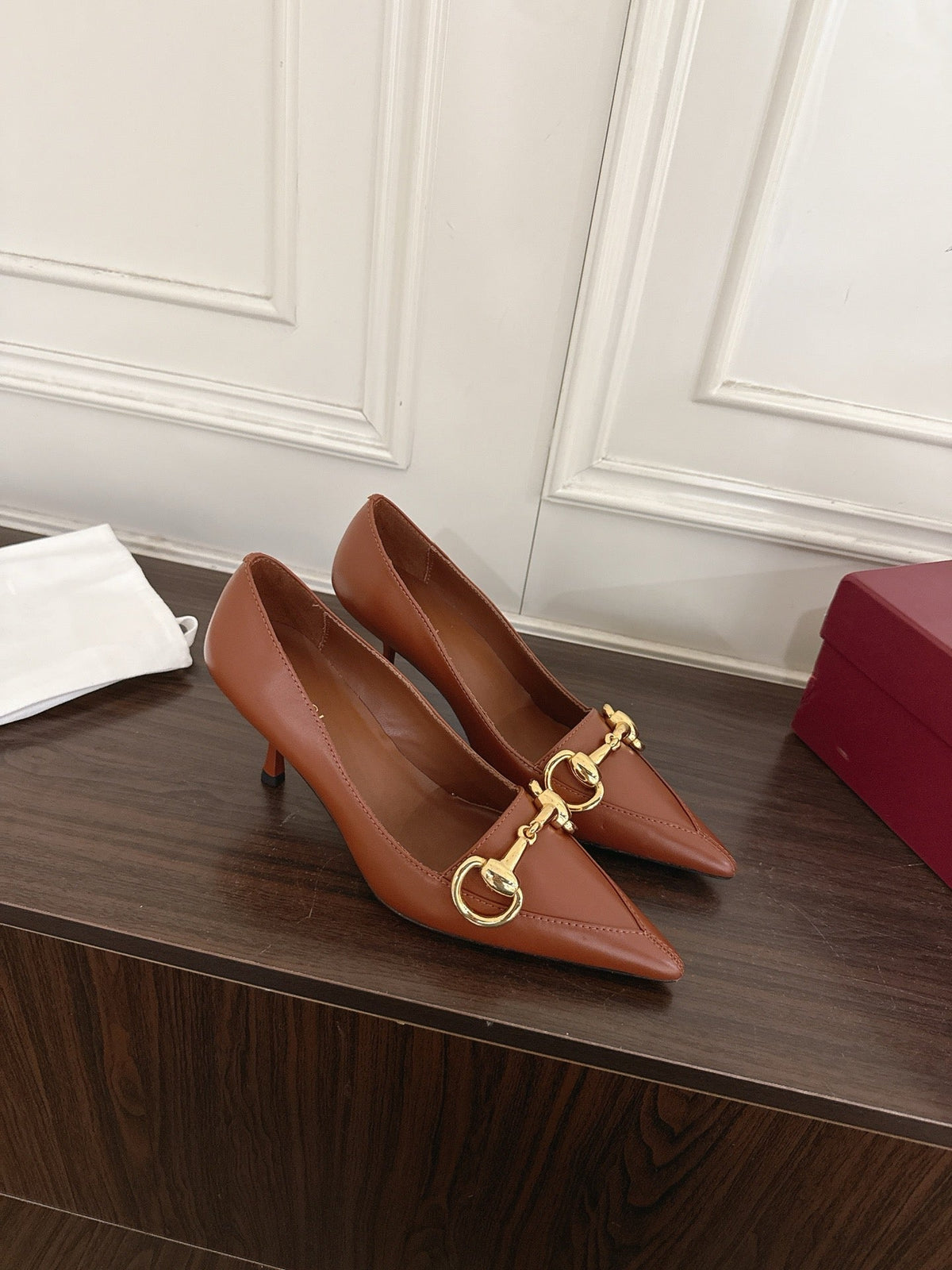 GG Boulevard Pumps 7.5cm Brown Leather 888853