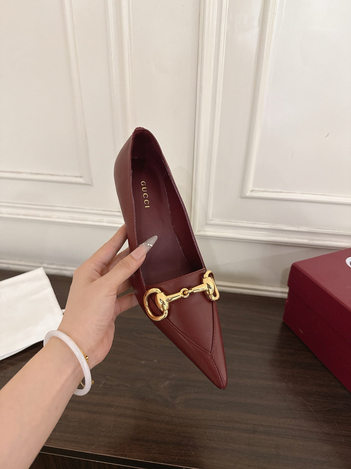 GG Boulevard Pumps 7.5cm Burgundy Leather 888855
