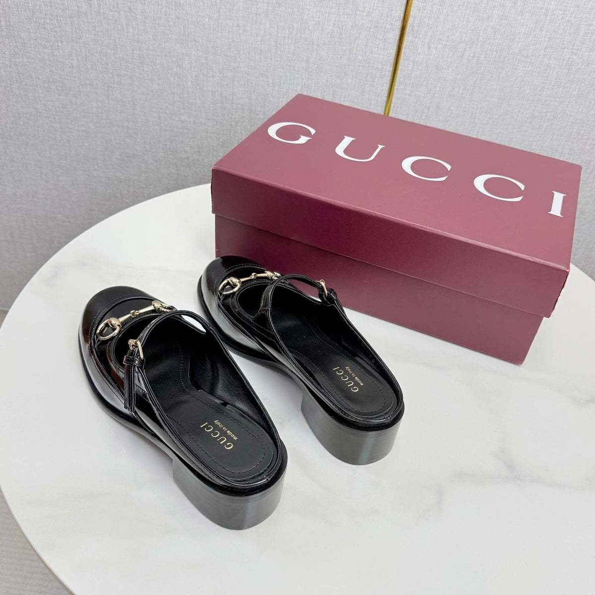 GG 26s Horsebit Slip-on Loafers Black Glossy Leather 639926