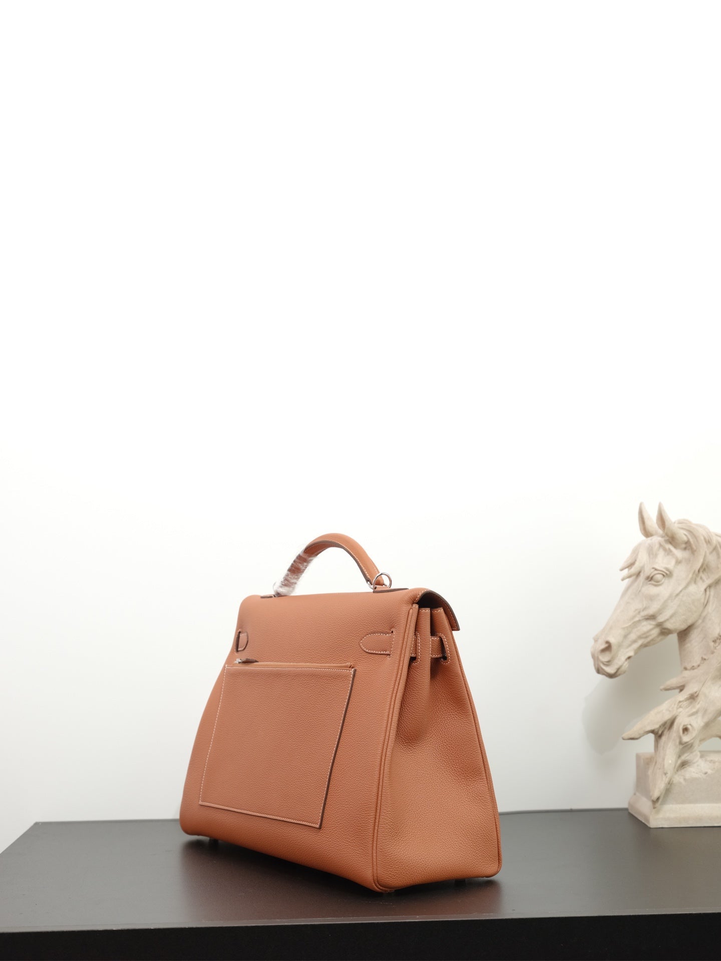 HM Kelly Max Bag 42cm Tan Brown Togo Leather 284501